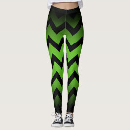 Halloween Zwart chevron strepen lijnen ombre groen Leggings