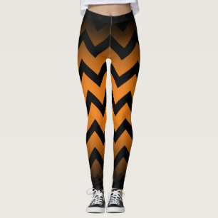 Halloween zwart chevron strepen ombre oranje leggings