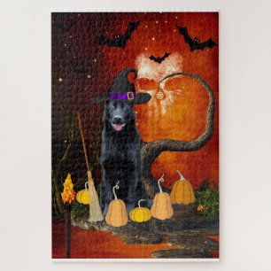 Halloween Zwart Duits Herder Legpuzzel