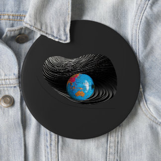 Halloween Zwart en Blauwe Planeet Ronde Button 6,0 Cm