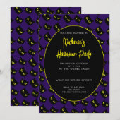 Halloween zwart en paarse kattengeel oogpatroon kaart (Voorkant / Achterkant)