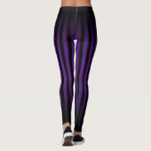 Halloween Zwart en paarse verticale strepen ombre Leggings (Achterkant)