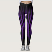 Halloween Zwart en paarse verticale strepen ombre Leggings (Voorkant)
