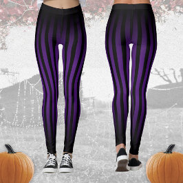 Halloween Zwart en paarse verticale strepen ombre Leggings