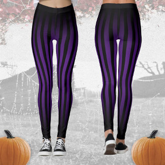 Halloween Zwart en paarse verticale strepen ombre Leggings