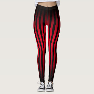 Halloween Zwart en rood verticale strepen ombre Leggings