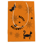 Halloween zwart en Sinaasappel geschenktas Medium Cadeauzakje (Voorkant)