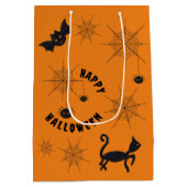 Halloween zwart en Sinaasappel geschenktas Medium Cadeauzakje (Achterkant)