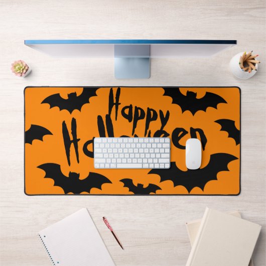 Halloween zwart en sinaasappel spooky vleermuizen  bureaumat (Kantoor 1)