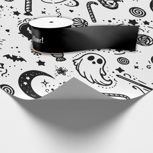 Halloween zwart en wit boek verjaardagsfeest satijnen lint