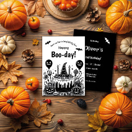 Halloween Zwart en Wit Griezelen Verjaardagsfeestj Kaart
