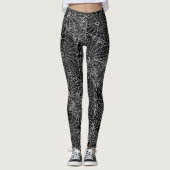Halloween Zwart en Wit Spinnenweb Leggings (Voorkant)