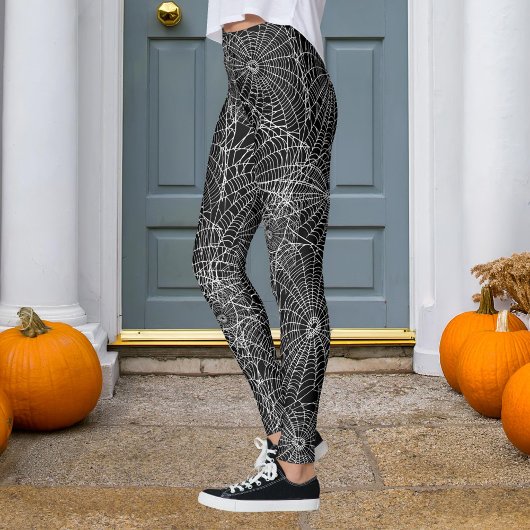 Halloween Zwart en Wit Spinnenweb Leggings
