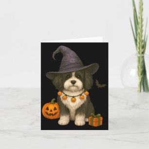 Halloween Zwart En Witte Havanese Hond Kaart