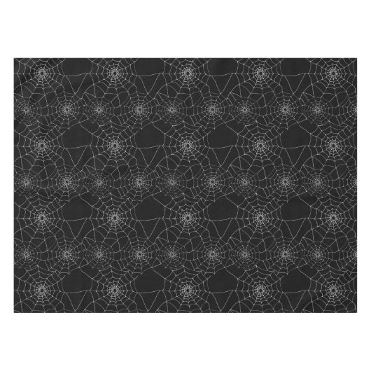 Halloween Zwart en Witte Spinnen Webs Cobwebs Tafelkleed (Voorkant (Horizontaal))