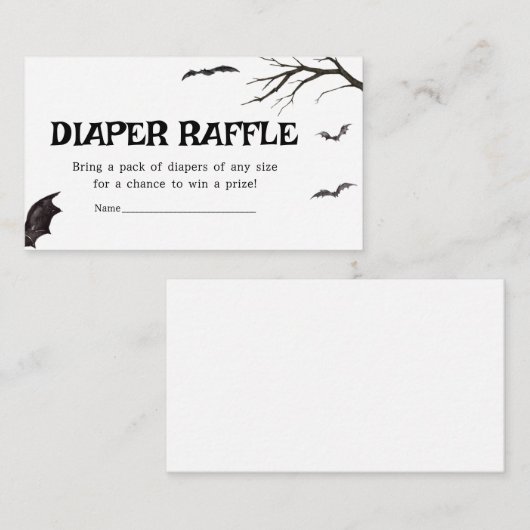 Halloween zwart en witte vleermuizen luier Raffle Informatiekaartje (Voorkant / Achterkant)
