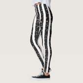 Halloween Zwart fonkelt strepen lijnen op wit Leggings (Links)