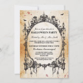 Halloween Zwart Gotisch Spin Lijst Party Invite Kaart (Voorkant)
