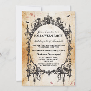 Halloween Zwart Gotisch Spin Lijst Party Invite Kaart