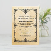 Halloween Zwart Gotisch Vleermuis Lijst Party Invi Kaart (Staand voorkant)