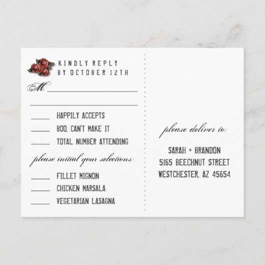 Halloween Zwart Grijs & Hart MENU RSVP (Achterkant)