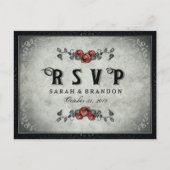 Halloween Zwart Grijs & Hart MENU RSVP (Voorkant)