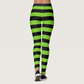 Halloween Zwart & Groen Horizontale Strepen Heks Leggings (Achterkant)