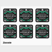 Halloween Zwart Groen & Wit Drink of Behandel Labe Vierkante Sticker (Vel)