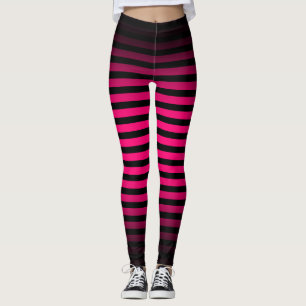 Halloween Zwart heet roze verticale strepen ombre Leggings