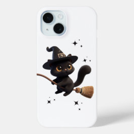 Halloween Zwart Heks Katten Rijden Broomstick Ster iPhone 15 Case