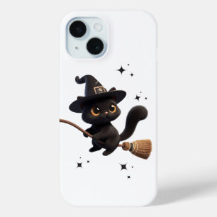 Halloween Zwart Heks Katten Rijden Broomstick Ster iPhone 15 Case