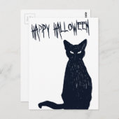 Halloween Zwart Kat Briefkaart Silhouet (Voorkant / Achterkant)
