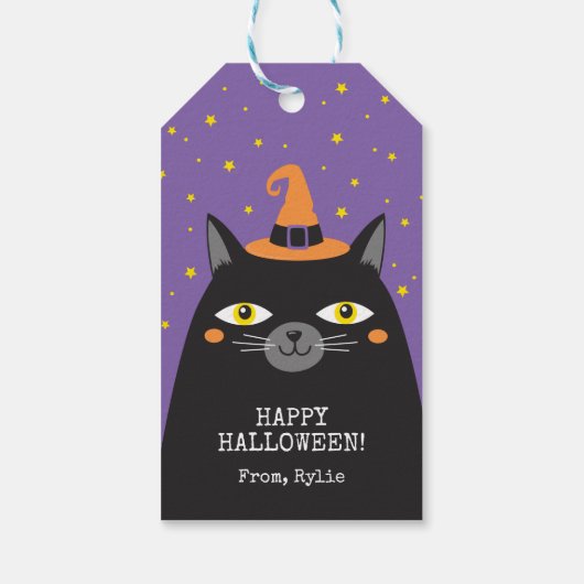 Halloween Zwart Kat Cadeau Labels Cadeaulabel (Achterkant)
