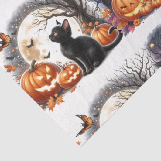  Halloween Zwart Kat Decoupage Tissue Paper Tissuepapier (Detail)