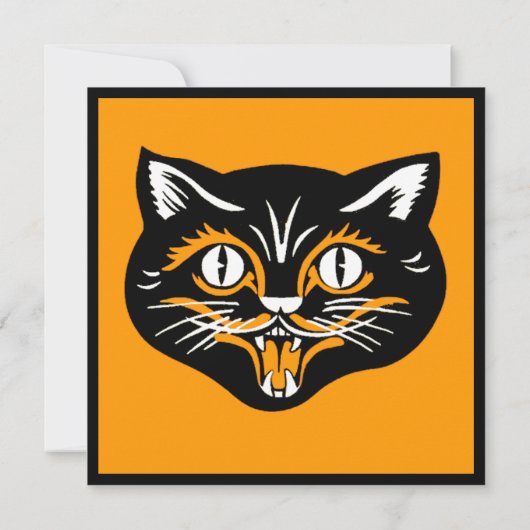  Halloween Zwart Kat Gezicht Partij Kaart (Achterkant)