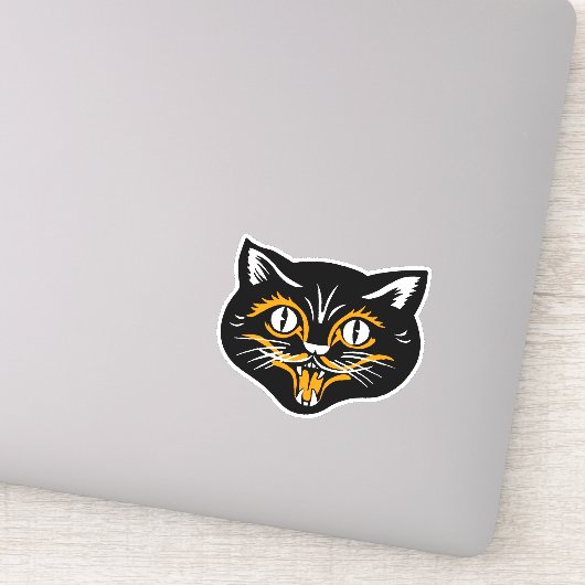  Halloween Zwart Kat Glimlachend Gezicht Sinaasapp Sticker (Detail)