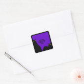 Halloween Zwart Kat Gloeiende Ogen Spooky Paarse Vierkante Sticker (Envelop)