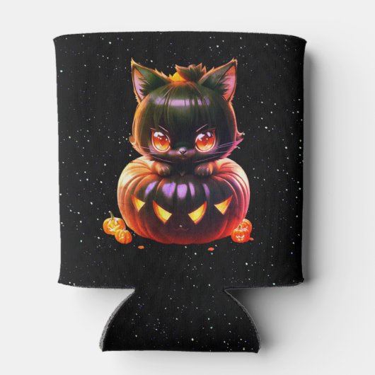 Halloween Zwart Kat Pompoen Nacht Horror Eng Blikjeskoeler (Achterkant)