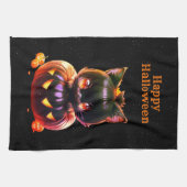 Halloween Zwart Kat Pompoen Nacht Horror Eng Theedoek (Horizontaal)