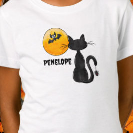Halloween Zwart Kat Spider Bat Naam Trick Treat T-shirt