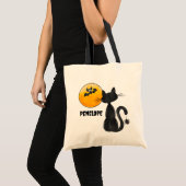 Halloween Zwart Kat Spider Bat Naam Trick Treat Tote Bag (Voorkant (product))