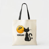 Halloween Zwart Kat Spider Bat Naam Trick Treat Tote Bag (Voorkant)