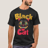 Halloween Zwart Kat Vuurwerk T-shirt (Voorkant)