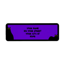 Halloween Zwart Katten Gloeiende Ogen Paarse Spook Etiket