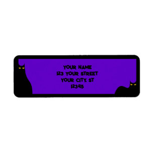 Halloween Zwart Katten Gloeiende Ogen Paarse Spook Etiket