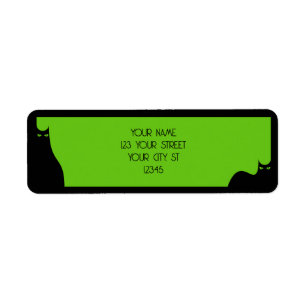 Halloween Zwart Katten Spooky Ogen Groen Schattig  Etiket