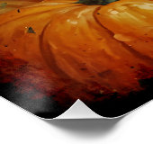 Halloween Zwart Kitten en Pompoen Perfect Poster (Hoek)