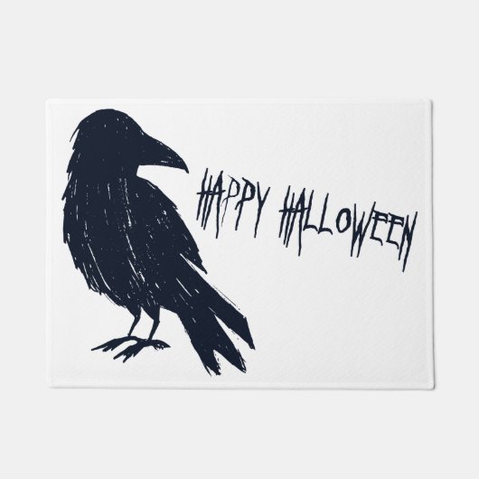 Halloween Zwart Kraai Silhouet Deurmat (Voorkant)