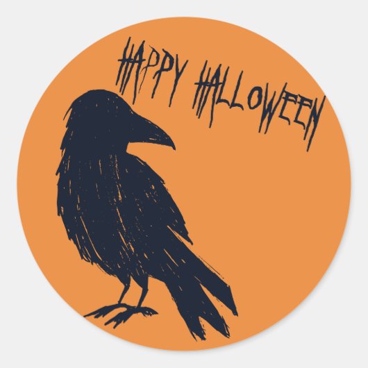 Halloween zwart kraai silhouet Sinaasappel Sticker (Voorkant)
