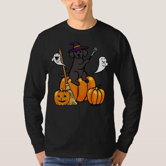 Halloween Zwart Labrador Magic Wand T-shirt (Voorkant)